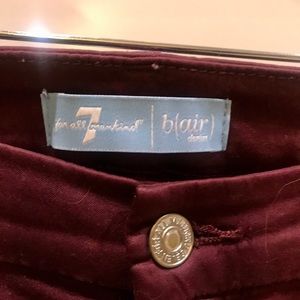 7 for all mankind wine/burgundy color skinny pants